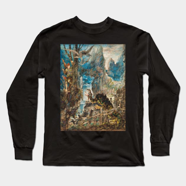 The Many-Headed Dragon and the Many-Tailed Dragon by Gustave Moreau Long Sleeve T-Shirt by Amanda1775